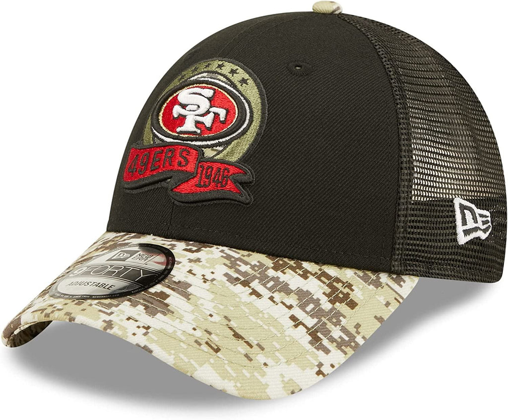 New Era NFL Men's San Francisco 49ers 2022 Salute To Service 9Forty Snapback Adjustable Hat Black/Digital Camo