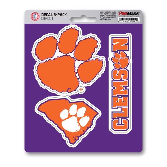 Fanmats NCAA Clemson Tigers Team Decal - Pack of 3