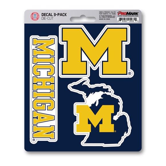 Promark NCAA Michigan Wolverines Team Decal - Pack of 3