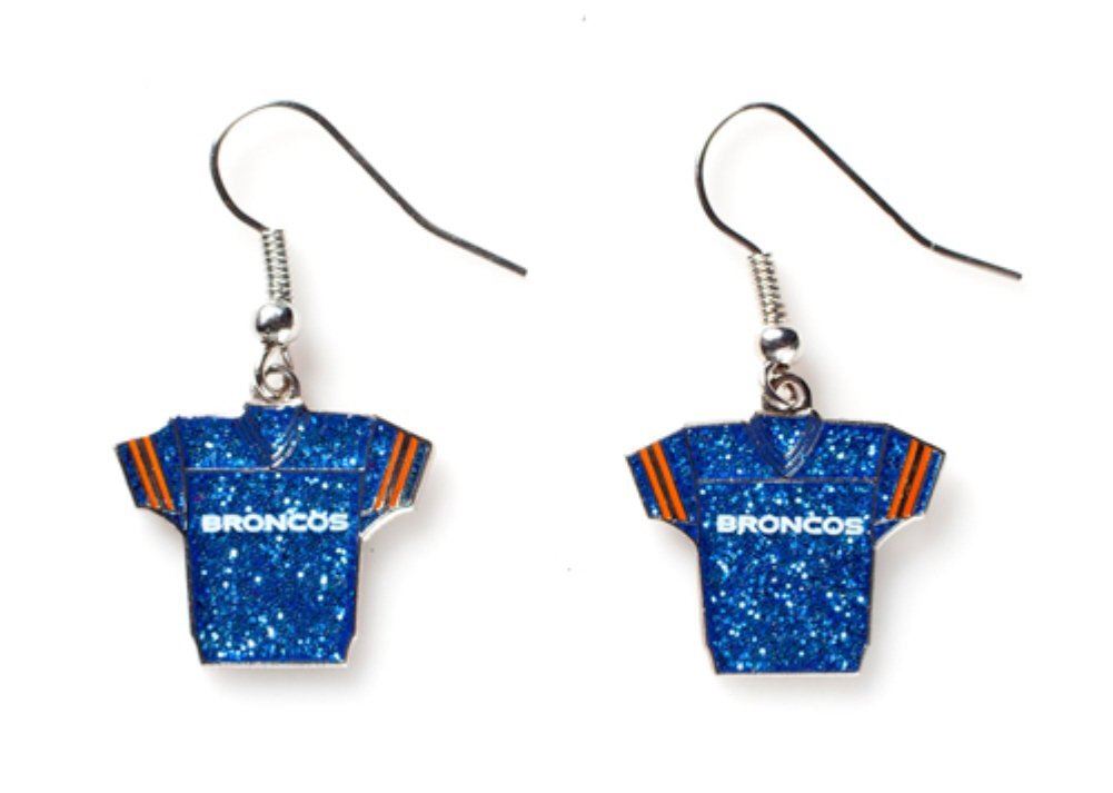 Aminco NFL Women's Denver Broncos Team Jersey Glitter Earrings Blue