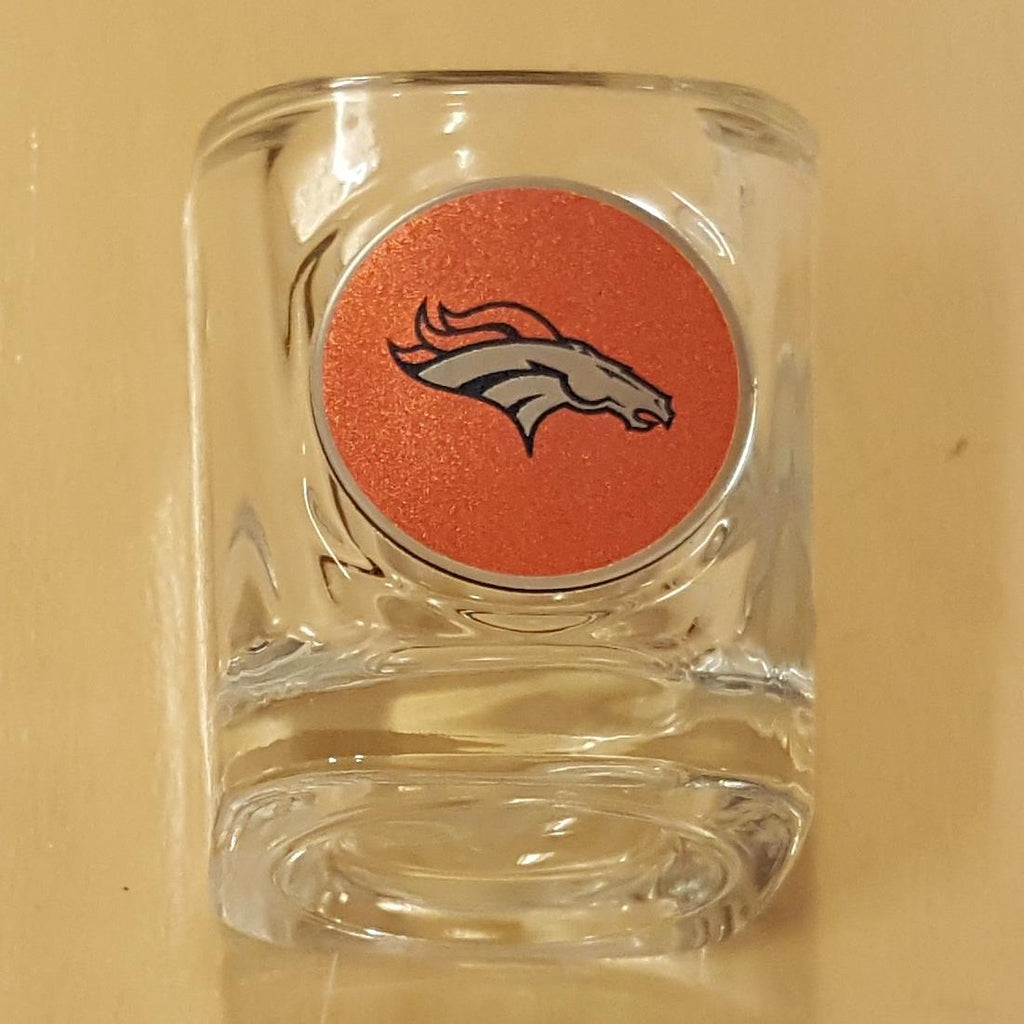 Great American Products NFL Denver Broncos 2-Pack Metal Emblem Square Shot Glass 2oz