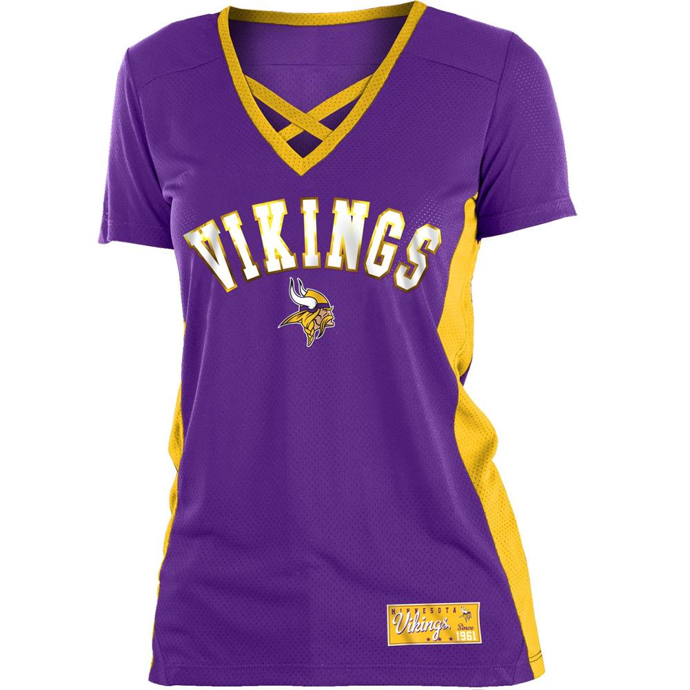 New Era NFL Women's Minnesota Vikings Poly Mesh Lattice T-Shirt