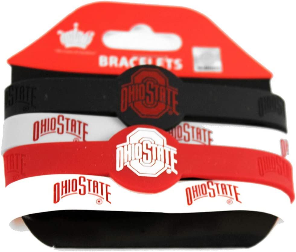 Aminco NCAA Ohio State Buckeyes 4-Pack Silicone Bracelets