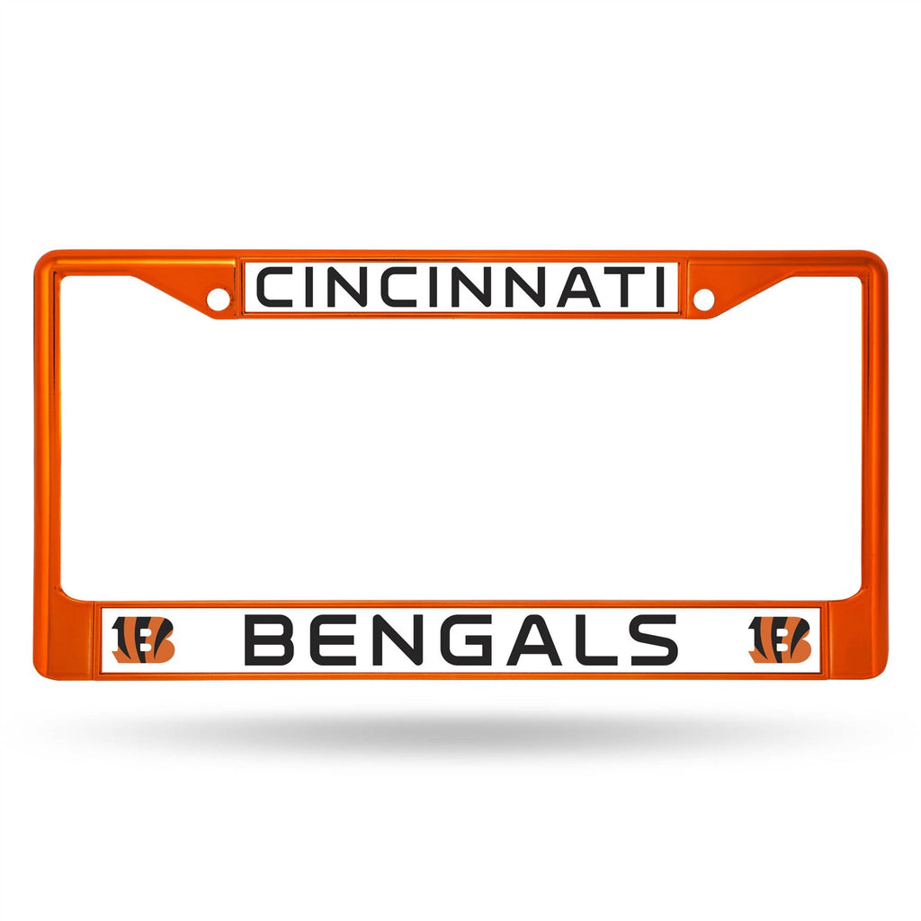 Rico NFL Cincinnati Bengals Colored Auto Tag Chrome Frame FCC Orange