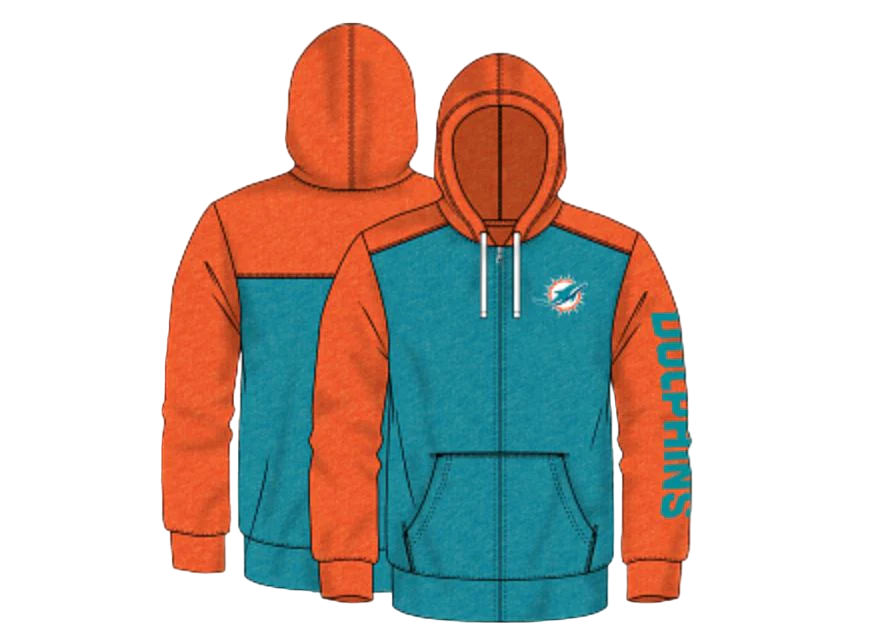 Fanatics Branded NFL Men's Miami Dolphins Down and Distance Full-Zip Hoodie