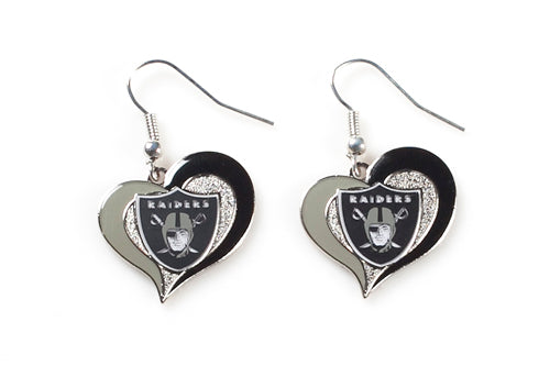 Aminco NFL Women's Las Vegas Raiders Swirl Heart Earrings