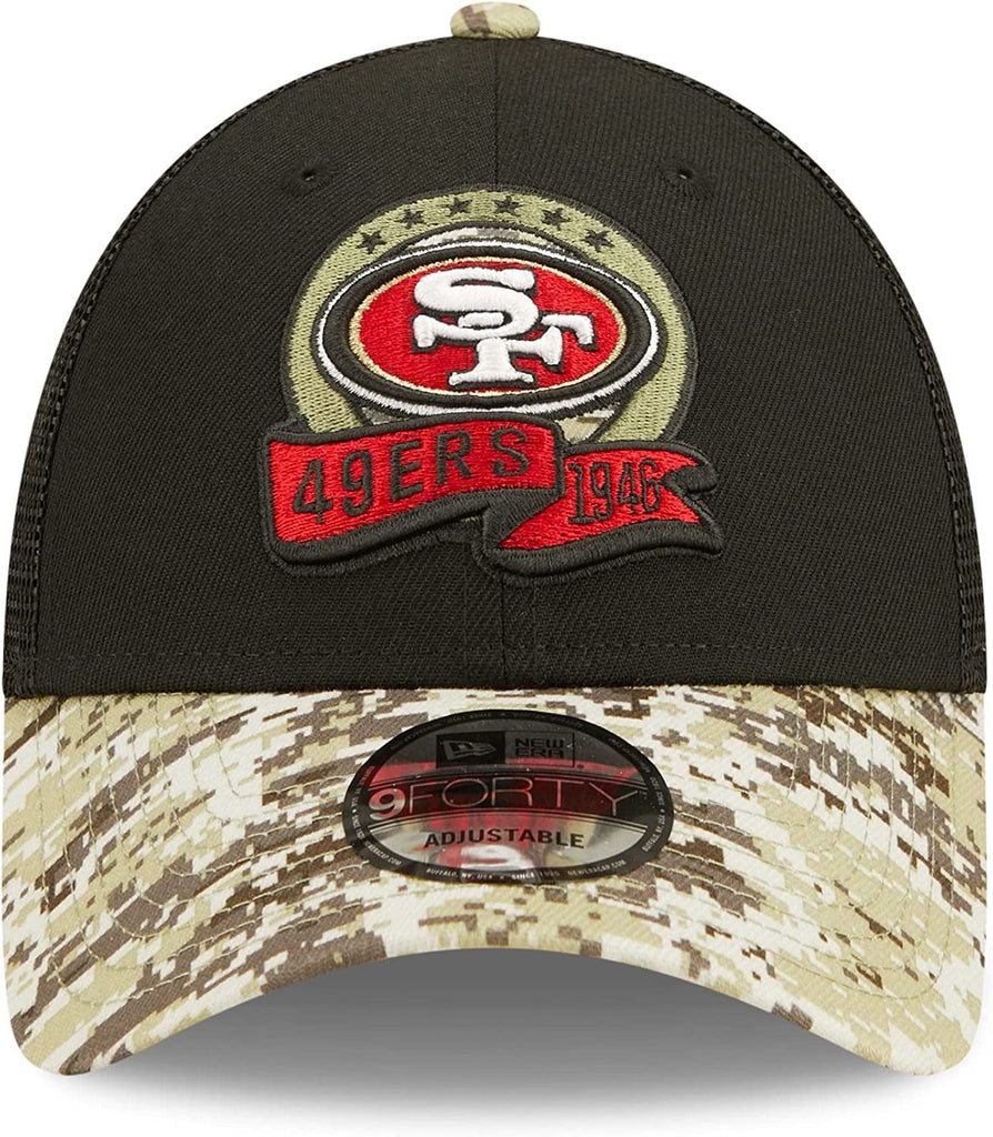New Era NFL Men's San Francisco 49ers 2022 Salute To Service 9Forty Snapback Adjustable Hat Black/Digital Camo