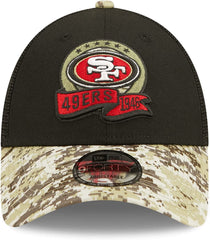 San Francisco 49ers New Era 2021 Salute To Service Trucker 9FORTY Snapback  Adjustable Hat - Black/Camo