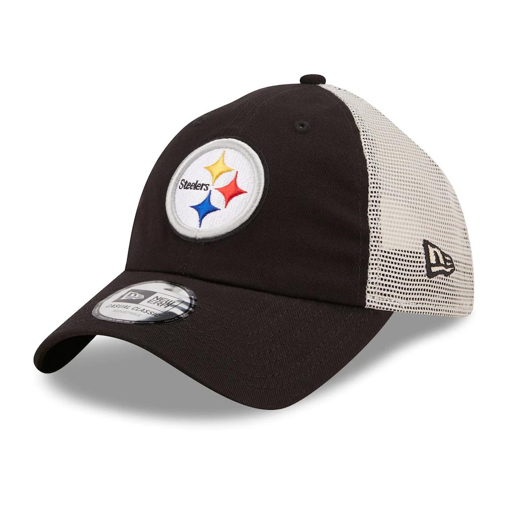 New Era NFL Men's Pittsburgh Steelers Flag 9TWENTY Adjustable Trucker Hat Black/Khaki One Size