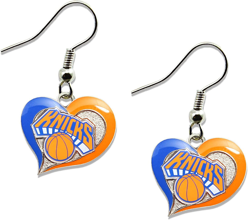 Aminco NBA Women's New York Knicks Swirl Heart Earrings