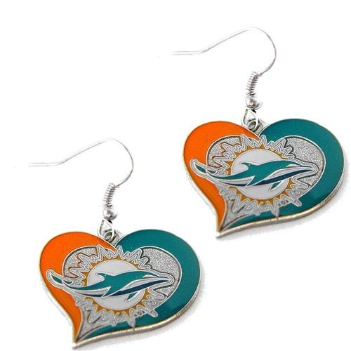 Aminco NFL Women's Miami Dolphins Swirl Heart Earrings