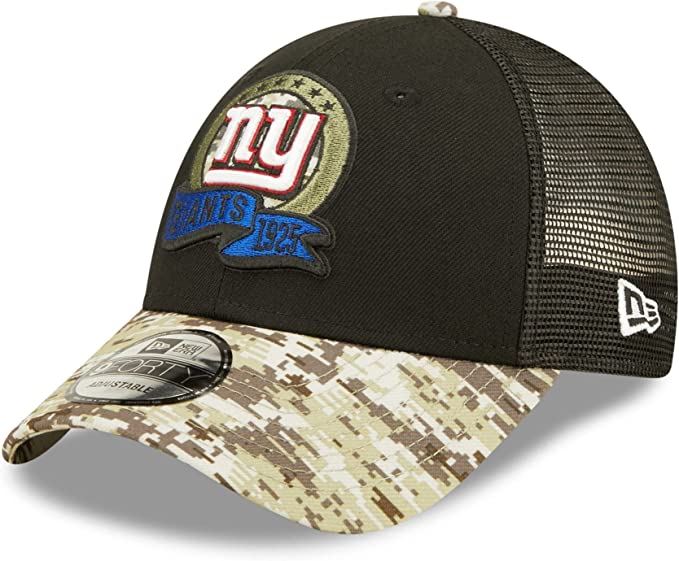 New Era NFL Men's New York Giants 2022 Salute To Service 9Forty Snapback Adjustable Hat Black/Digital Camo