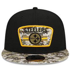 New Era NFL Men's Pittsburgh Steelers 2021 Salute To Service 9FIFTY Snapback Hat Black/Camo One Size