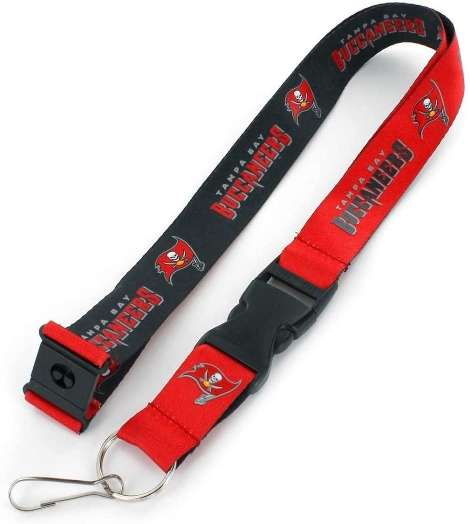 Aminco NFL Tampa Bay Buccaneers Reversible Lanyard Keychain Badge Holder With Safety Clip