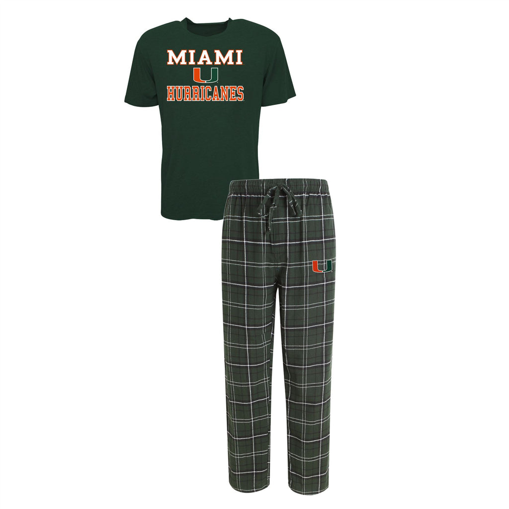 Concepts Sport NCAA Men's Miami Hurricanes Halftime Pant And S/S Top Set