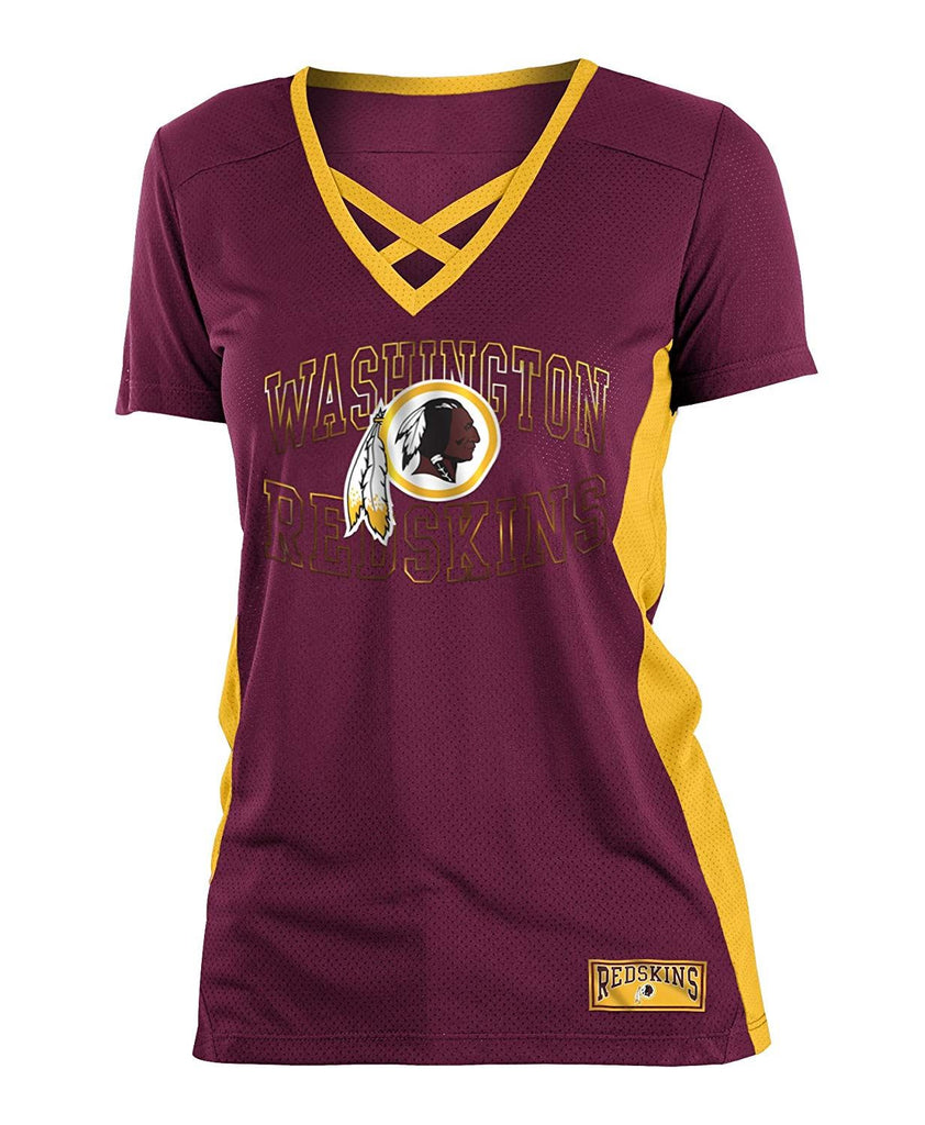 5th & Ocean By New Era NFL Women's Washington Redskins Logo Arch Polymesh V-Neck T-Shirt