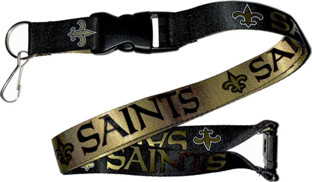 Aminco NFL New Orleans Saints Reversible Lanyard Keychain Badge Holder With Safety Clip