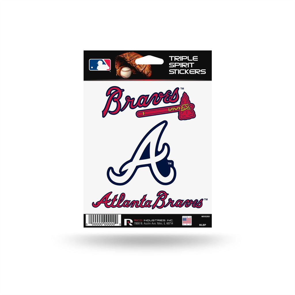 Rico MLB Atlanta Braves Triple Spirit Stickers 3 Pack Team Decals