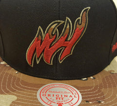 Mitchell & Ness NBA Men's Miami Heat Choco Camo HWC Snapback Adjustable Hat Black