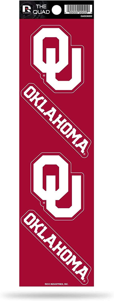 Rico NCAA Oklahoma Sooners The Quad 4 Pack Auto Decal Car Sticker Set QAD