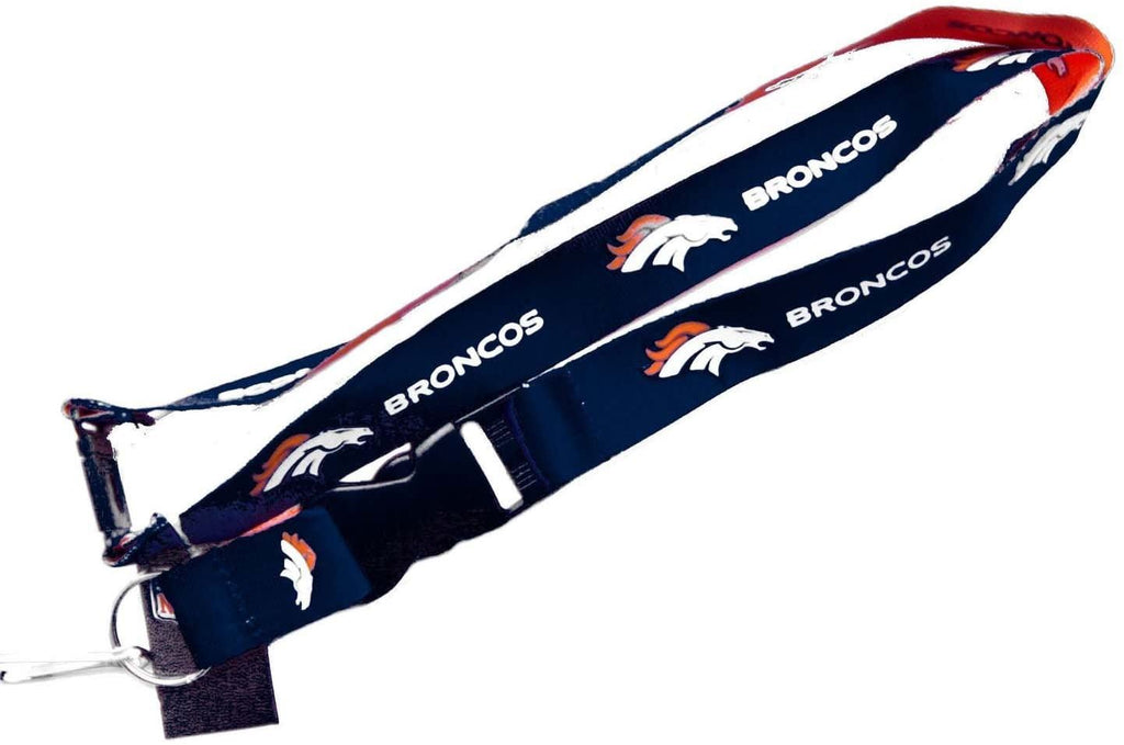 Aminco NFL Denver Broncos Reversible Lanyard Keychain Badge Holder With Safety Clip