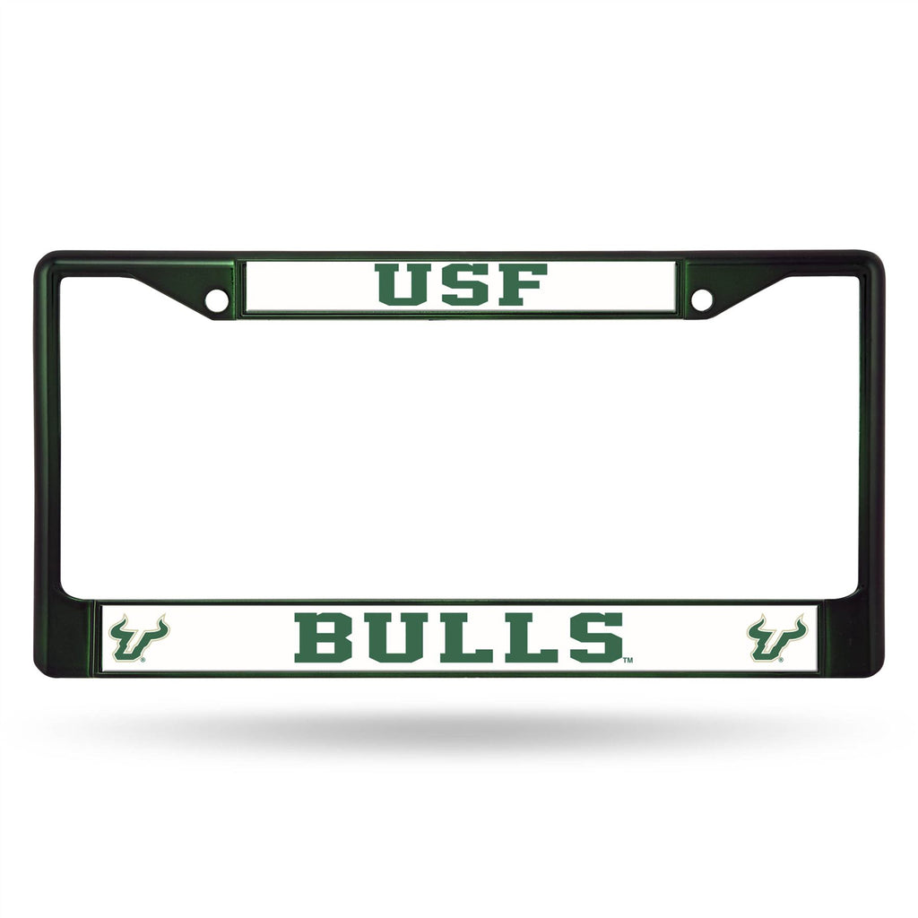 Rico NCAA South Florida Bulls Colored Auto Tag Chrome Frame FCC Green