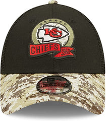 New Era NFL Men's Kansas City Chiefs 2022 Salute To Service 9Forty Snapback Adjustable Hat Black/Digital Camo