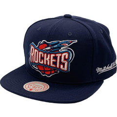 Mitchell & Ness NBA Men's Houston Rockets English Dropback Snapback Hat Navy OSFA