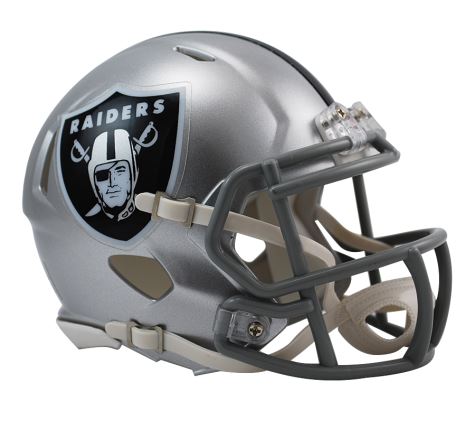 Las Vegas Raiders CUSTOM Matte White - Metallic Silver Mini Football Helmet