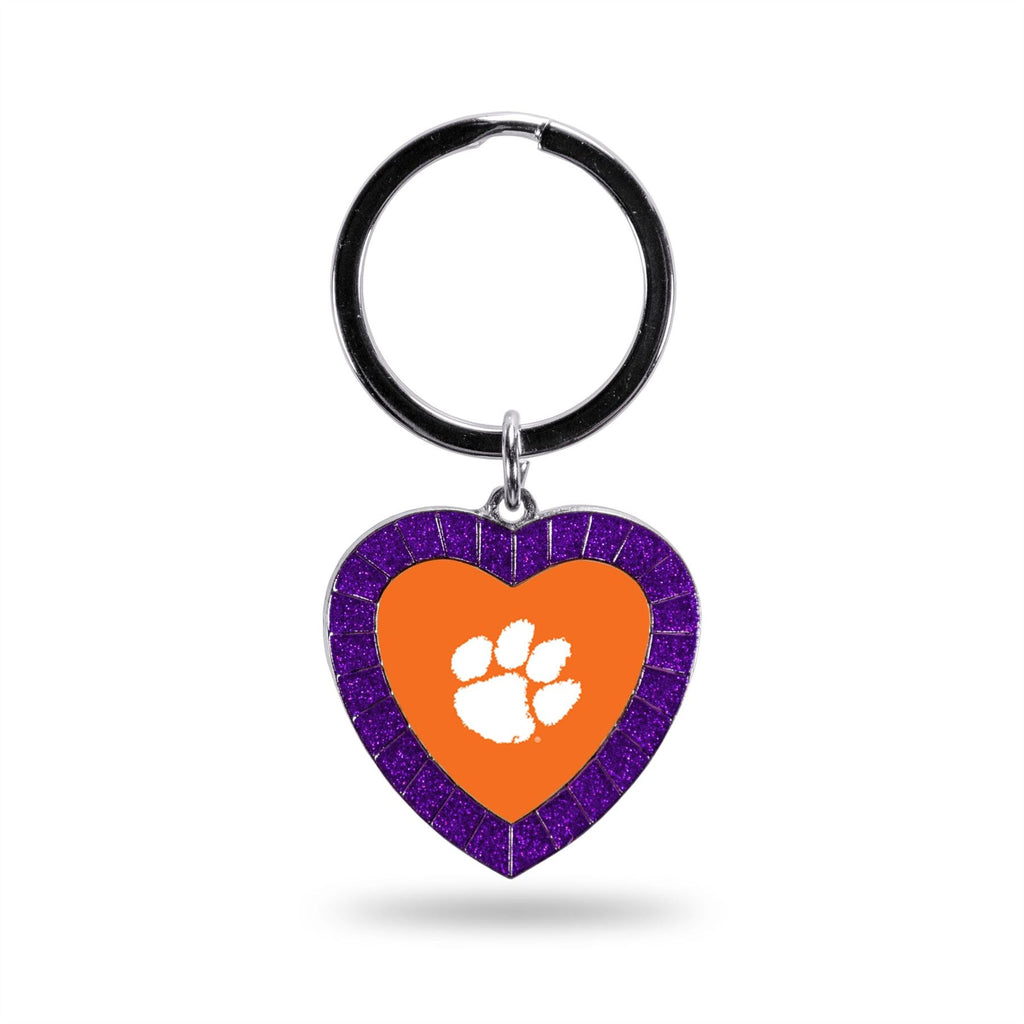 Rico NCAA Clemson Tigers Rhinestone Heart Colored Keychain