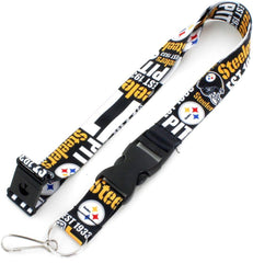 Aminco NFL Pittsburgh Steelers Dynamic Lanyard Keychain Badge Holder With Safety Clip