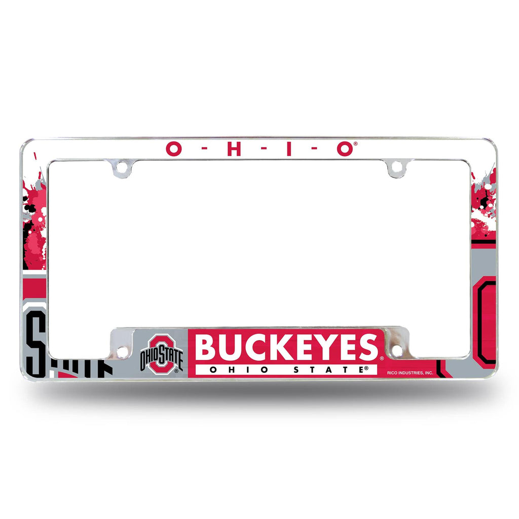 Rico NCAA Ohio State Buckeyes Auto Tag All Over Chrome Frame AFC