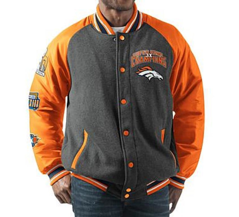 Denver Broncos G-III Sports by Carl Banks Home Team Cotton Canvas Varsity  Jacket - Orange/White