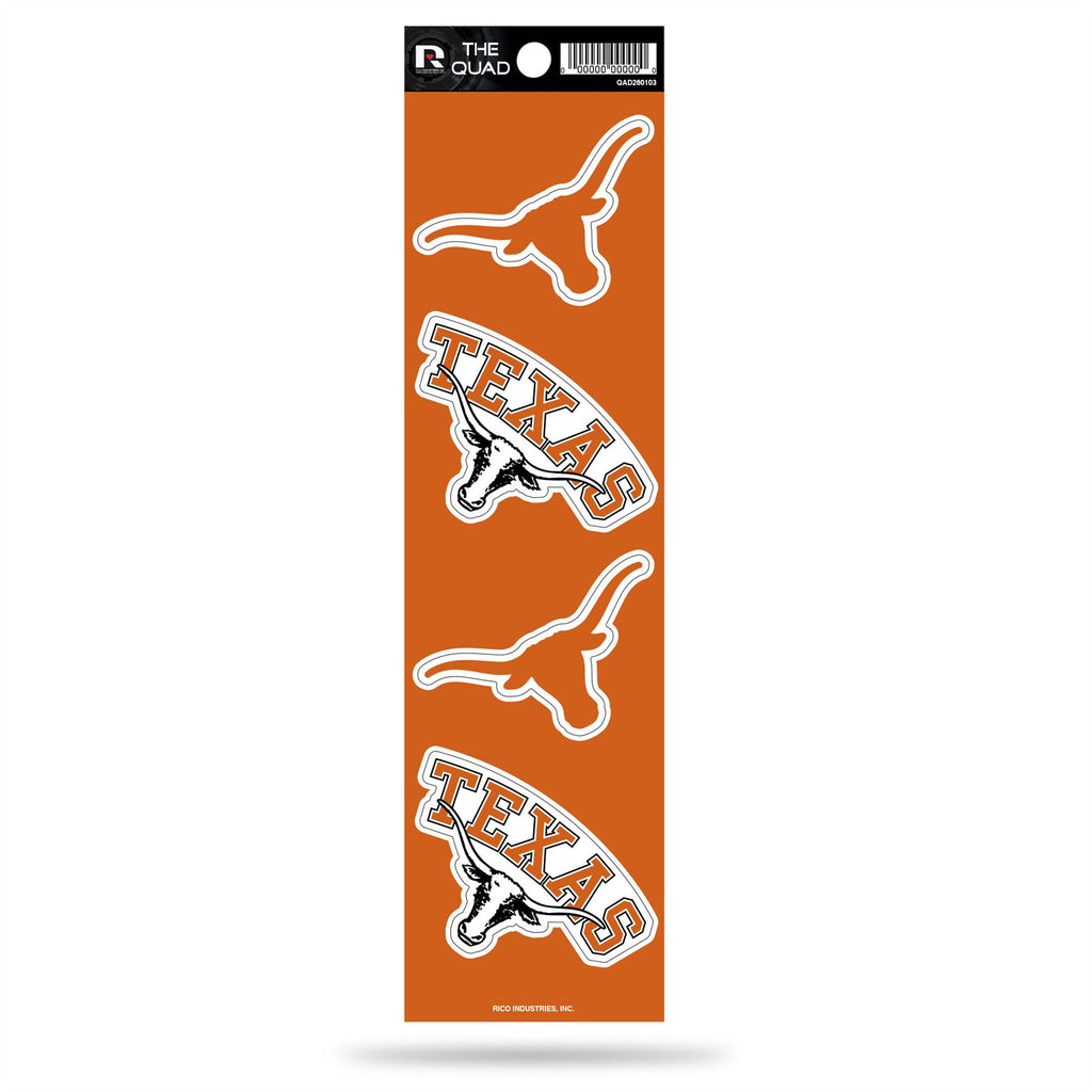 Rico NCAA Texas Longhorns The Quad 4 Pack Auto Decal Car Sticker Set QAD103