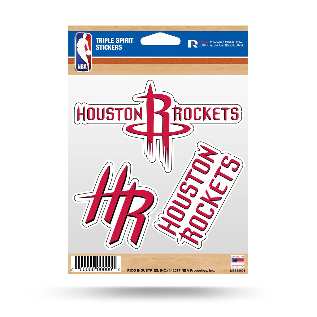 Rico NBA Houston Rockets Triple Spirit Stickers 3 Pack Team Decals