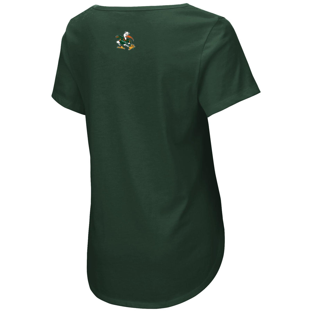 Colosseum NCAA Women's Miami Hurricanes Maria Scoop Neck T-shirt Green