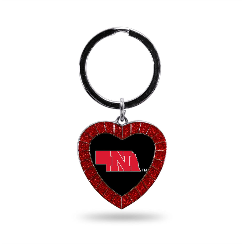 Rico NCAA Nebraska Cornhuskers Rhinestone Heart Colored Keychain