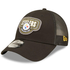 New Era NFL Men's Pittsburgh Steelers Logo Patch 9FORTY Adjustable Snapback Hat Black OSFM