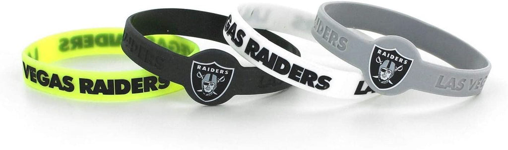 Aminco NFL Las Vegas Raiders "LV" 4-Pack Silicone Bracelets