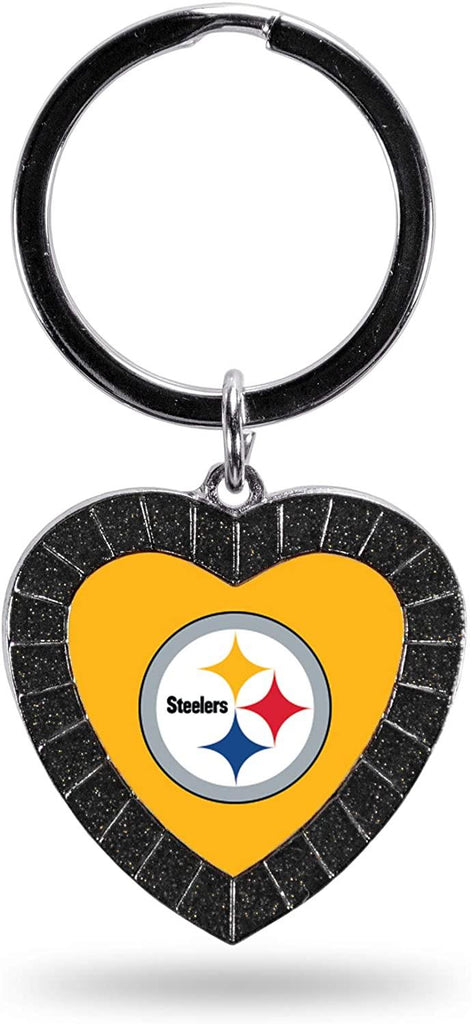 Rico NFL Pittsburgh Steelers Rhinestone Heart Colored Keychain