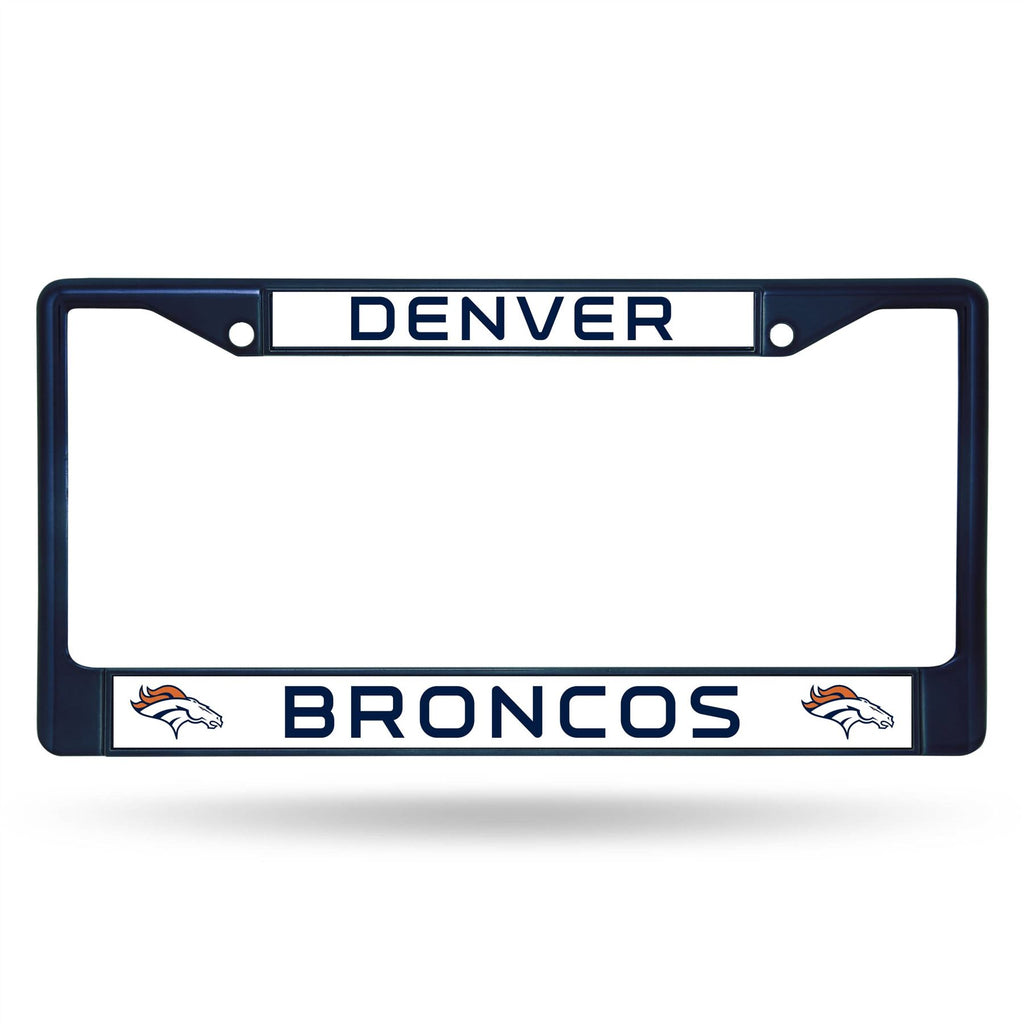 Rico NFL Denver Broncos Colored Auto Tag Chrome Frame FCC Navy