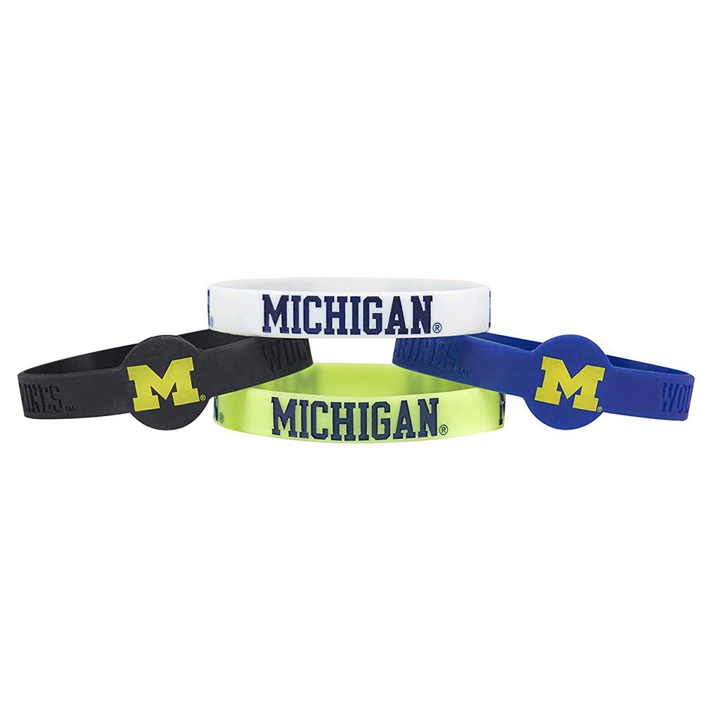 Aminco NCAA Michigan Wolverines 4-Pack Silicone Bracelets
