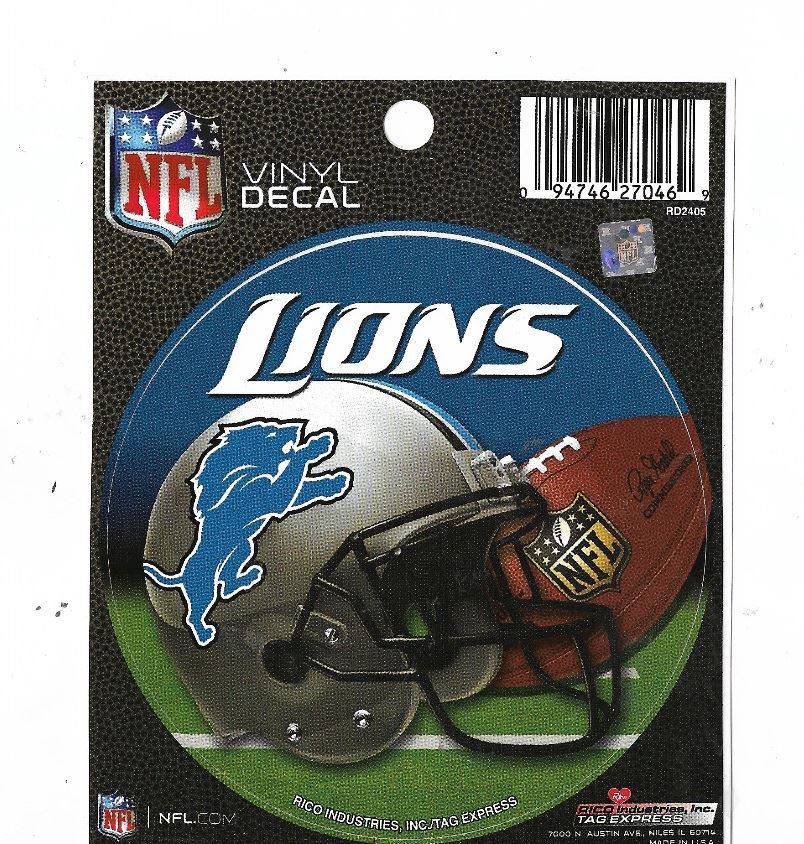 Rico NFL Detroit Lions Vinyl Round Auto Decal Car Sticker