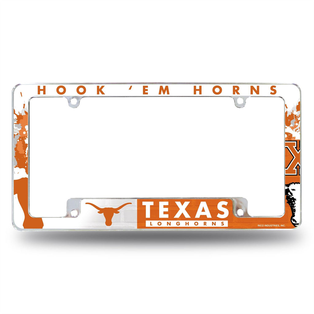 Rico NCAA Texas Longhorns Auto Tag All Over Chrome Frame AFC