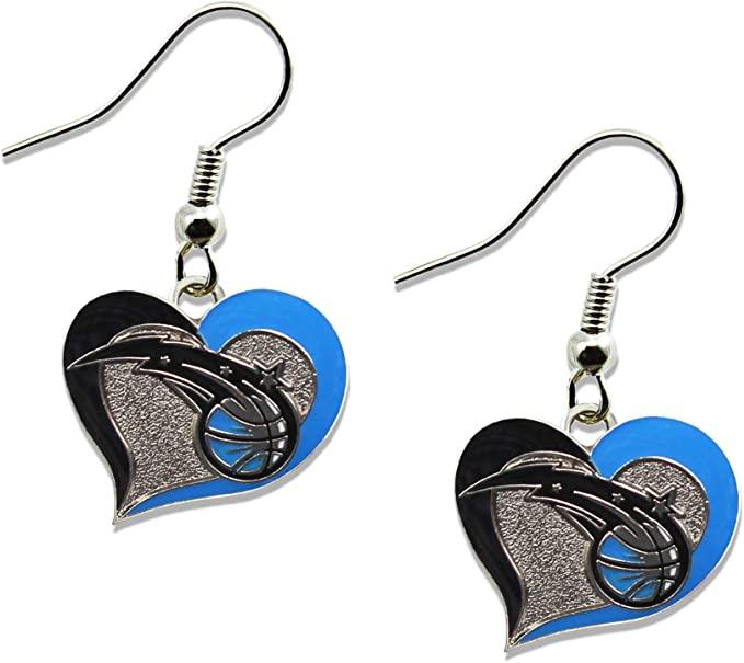 Aminco NBA Women's Orlando Magic Swirl Heart Earrings