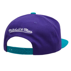 Mitchell & Ness NBA Men's Charlotte Hornets Logo Bill Snapback Adjustable Hat Purple/Yellow