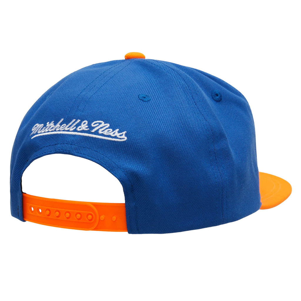Mitchell & Ness NBA Men's New York Knicks Logo Bill Snapback Adjustable Hat Royal/Orange