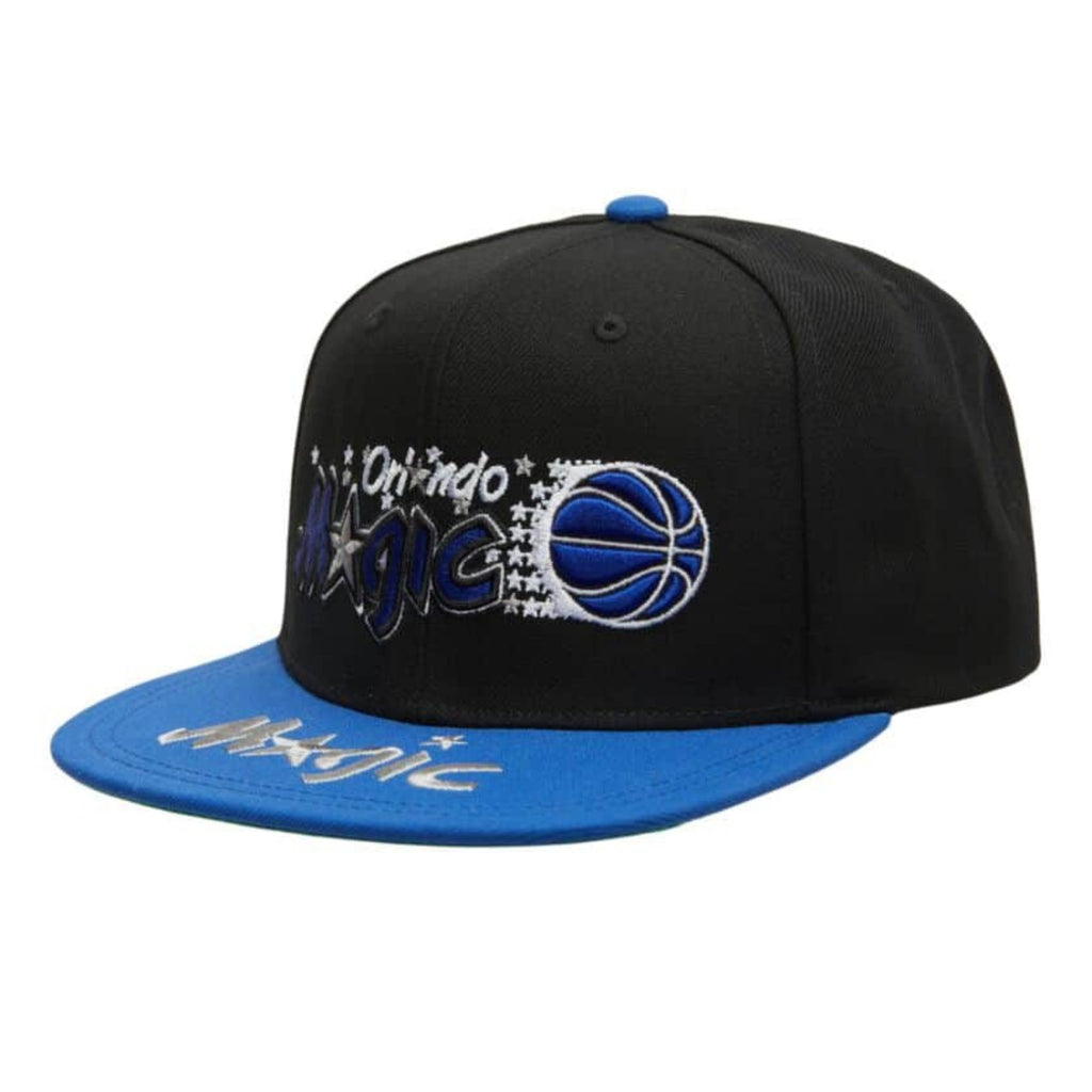 Mitchell & Ness NBA Men's Orlando Magic Logo Bill Snapback Adjustable Hat Black/Royal