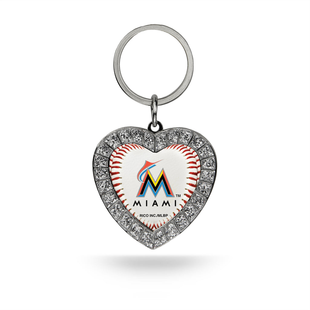 Rico MLB Miami Marlins Rhinestone Heart Key Chain