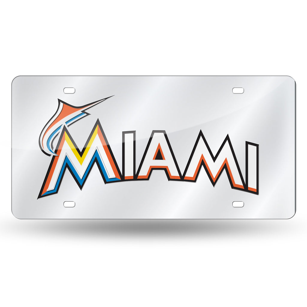 Rico MLB Miami Marlins Laser Cut Mirror Auto Tag Car License Plate LZS